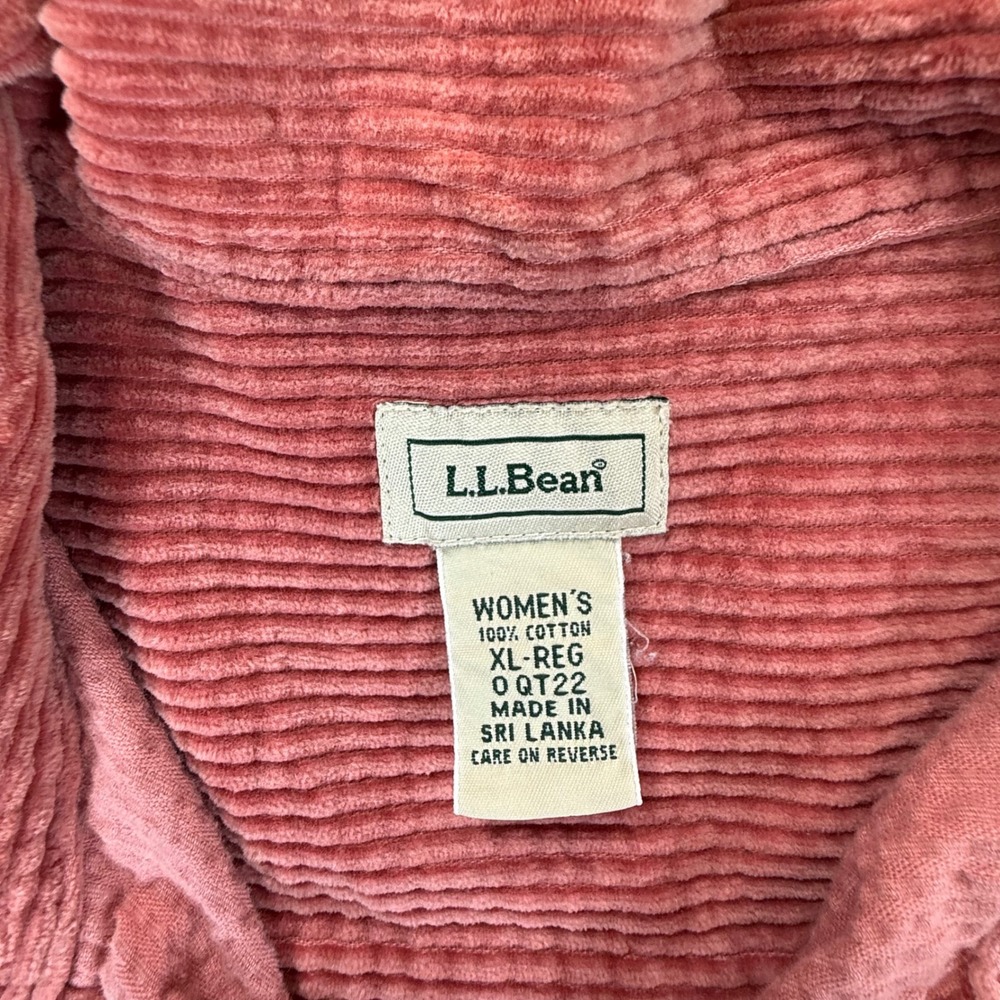 LL Bean Womens XL Pink Corduroy Button Down Shirt Cotton Long Sleeve OQT22 - Picture 5 of 7